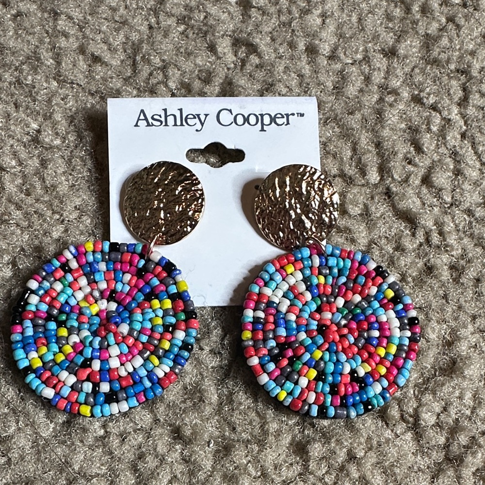 Ashley Cooper Colorful Beaded Disc Earrings